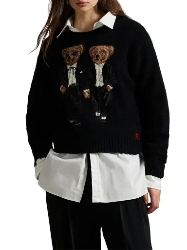 Polo Ralph Lauren Women's Polo Bear Wool-Blend Crewneck Sweater - Polo Black | Thumbnail 3 Polo Ralph Lauren Women's Polo Bear Wool-Blend Crewneck Sweater - Polo Black | Thumbnail 3