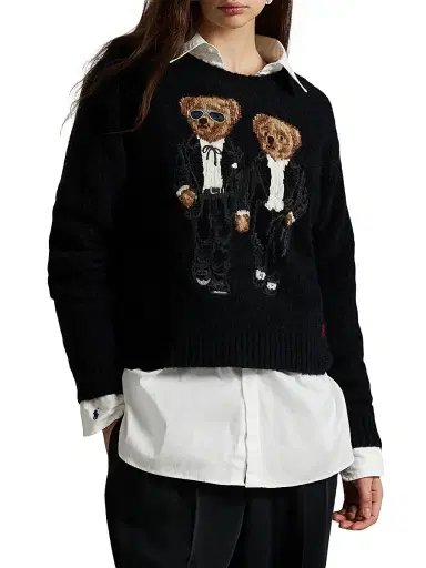 Polo Ralph Lauren Women's Polo Bear Wool-Blend Crewneck Sweater - Polo Black | Thumbnail 4 Polo Ralph Lauren Women's Polo Bear Wool-Blend Crewneck Sweater - Polo Black | Thumbnail 4