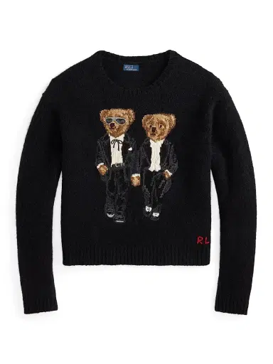 Polo Ralph Lauren Women's Polo Bear Wool-Blend Crewneck Sweater - Polo Black | Thumbnail 1 Polo Ralph Lauren Women's Polo Bear Wool-Blend Crewneck Sweater - Polo Black | Thumbnail 1