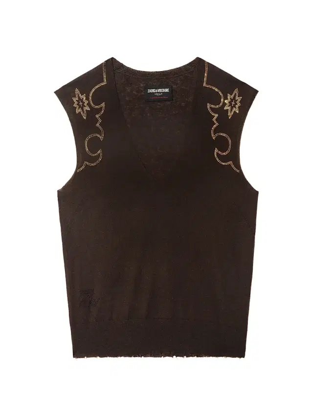 Zadig & Voltaire Women's Vicky Embellished Cashmere Top - Dark Chocolate