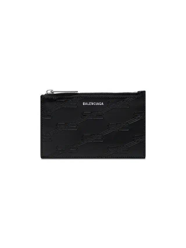 Balenciaga Men's Embossed Monogram Long Coin And Card Holder In Box - Black