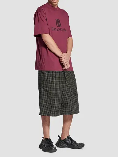 Balenciaga Men's Nano BB T-Shirt Medium Fit - Burgundy - Size Large | Thumbnail 2