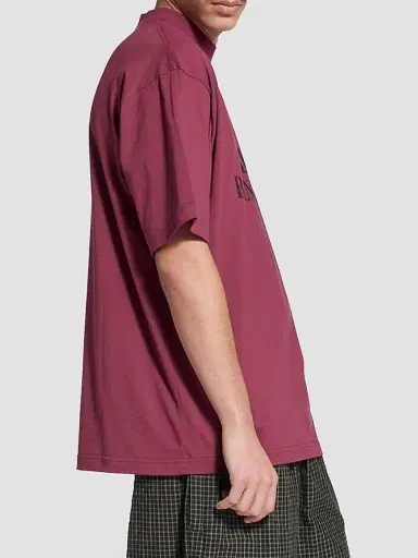 Balenciaga Men's Nano BB T-Shirt Medium Fit - Burgundy - Size Large | Thumbnail 4