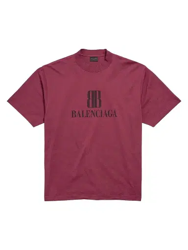 Balenciaga Men's Nano BB T-Shirt Medium Fit - Burgundy - Size Large | Thumbnail 1