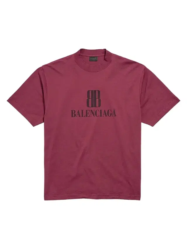 Balenciaga Men's Nano BB T-Shirt Medium Fit - Burgundy