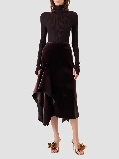 Akris Women's Cashmere-Silk Rib-Knit Turtleneck Sweater - Coffee - Size 16 | Thumbnail 2 Akris Women's Cashmere-Silk Rib-Knit Turtleneck Sweater - Coffee - Size 16 | Thumbnail 2