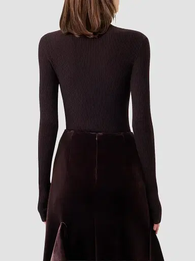 Akris Women's Cashmere-Silk Rib-Knit Turtleneck Sweater - Coffee - Size 16 | Thumbnail 3 Akris Women's Cashmere-Silk Rib-Knit Turtleneck Sweater - Coffee - Size 16 | Thumbnail 3