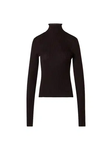 Akris Women's Cashmere-Silk Rib-Knit Turtleneck Sweater - Coffee - Size 16 | Thumbnail 1 Akris Women's Cashmere-Silk Rib-Knit Turtleneck Sweater - Coffee - Size 16 | Thumbnail 1