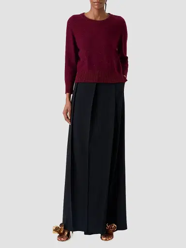 Akris Women's Sequin Cashmere Crewneck Sweater - Merlot Red - Size 14 | Thumbnail 2