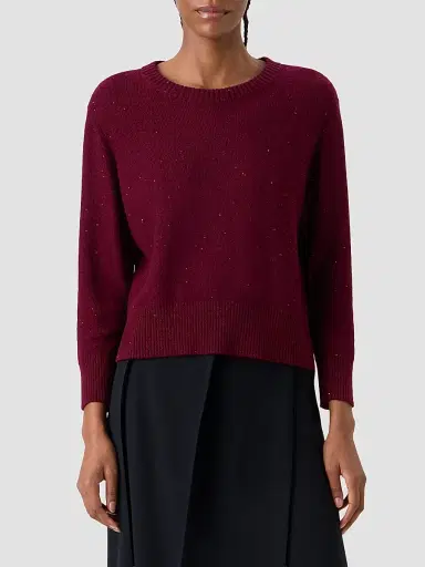 Akris Women's Sequin Cashmere Crewneck Sweater - Merlot Red - Size 14 | Thumbnail 4