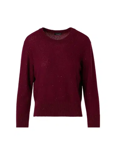 Akris Women's Sequin Cashmere Crewneck Sweater - Merlot Red - Size 14 | Thumbnail 1