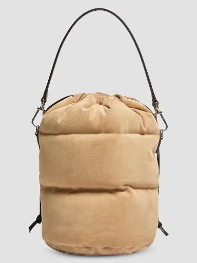 Moncler Women's Caradoc Bucket Bag in Suede - Beige | Thumbnail 2