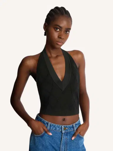 Balmain Quilted knit halterneck top | Thumbnail 4