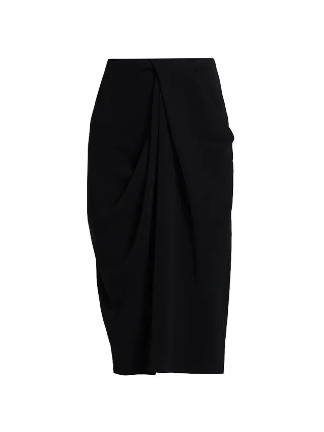 Co Women's Draped Midi-Skirt - Black