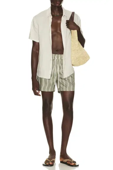 Frescobol Carioca Rio Linen Blend Cabana Wave Swim Short | Thumbnail 3