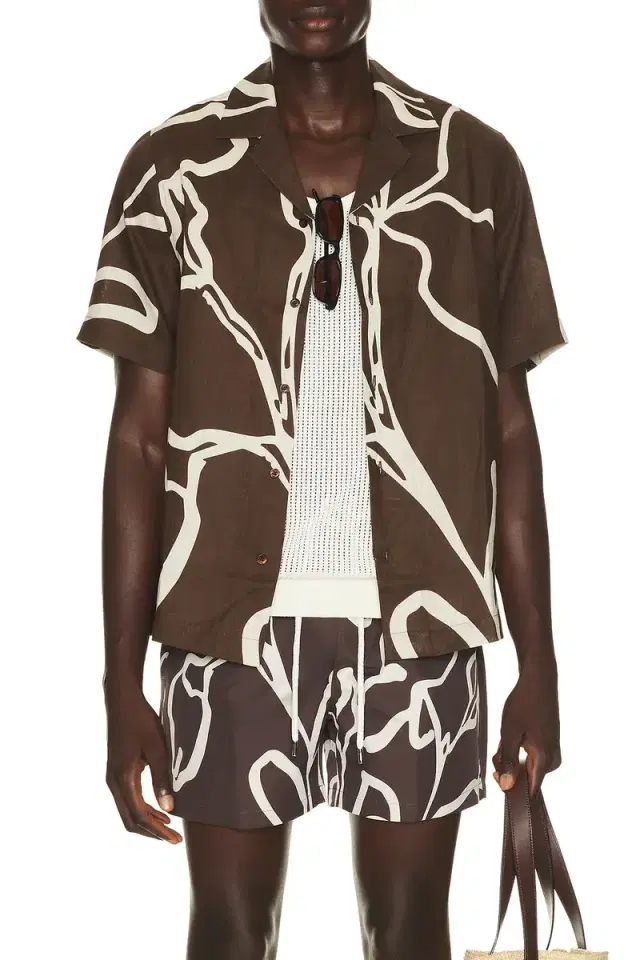Frescobol Carioca Roberto Linen Short Sleeve Shirt Flor Printt