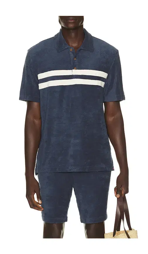 Faherty Cabana Towel Terry Surf Stripe Polo