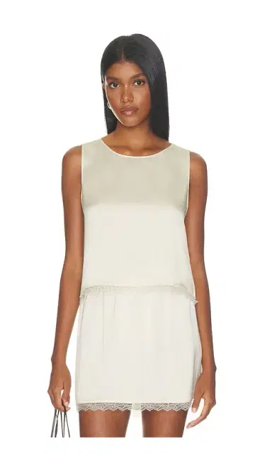 LESET Barb Lace Crop Sleeveless Crew | Thumbnail 1 LESET Barb Lace Crop Sleeveless Crew | Thumbnail 1
