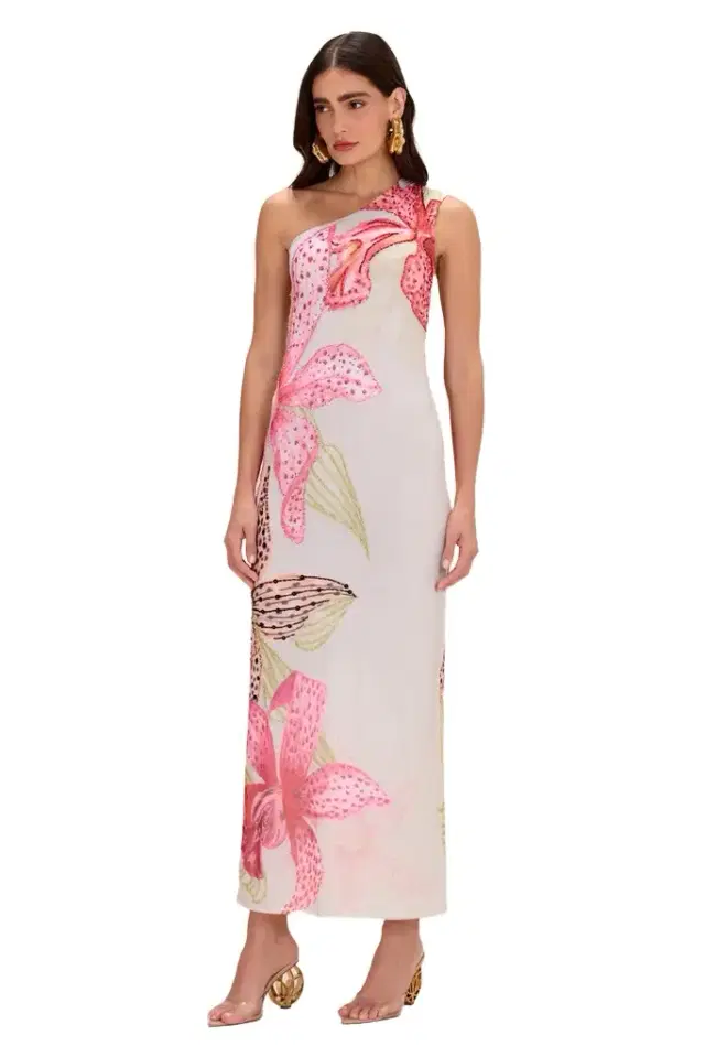 PatBo ORCHID BLOOM BEADED TULLE MAXI DRESS GREEN