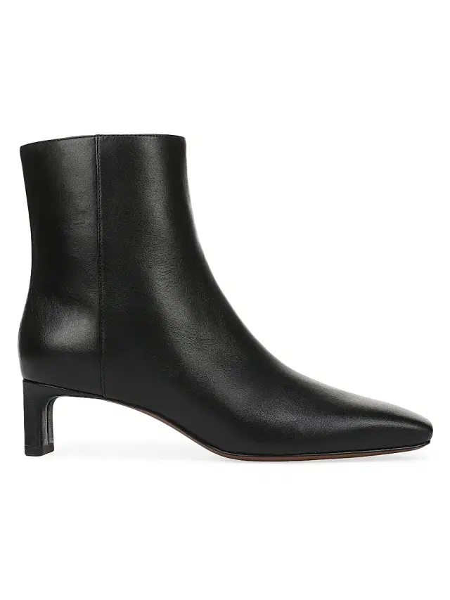 Vince Women's Lilith Leather Kitten-Heel Booties - Black