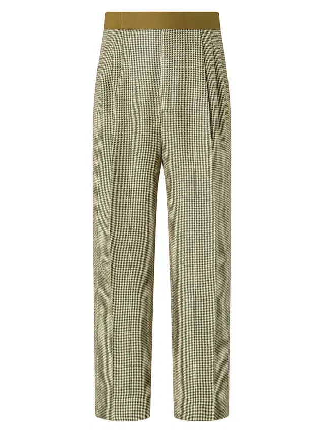 ZEGNA Men's Crossover Linen Wool and Silk Pants - Olive Green
