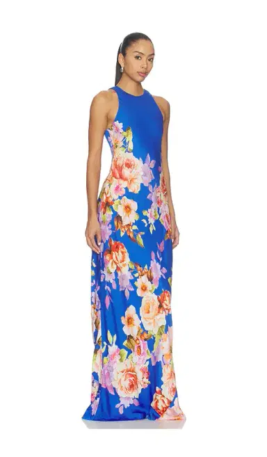 Hemant & Nandita Crew Neck Bias Maxi Dress | Thumbnail 2