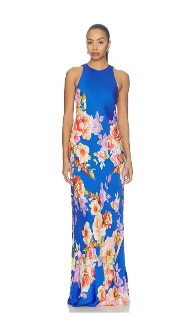Hemant & Nandita Crew Neck Bias Maxi Dress | Thumbnail 1