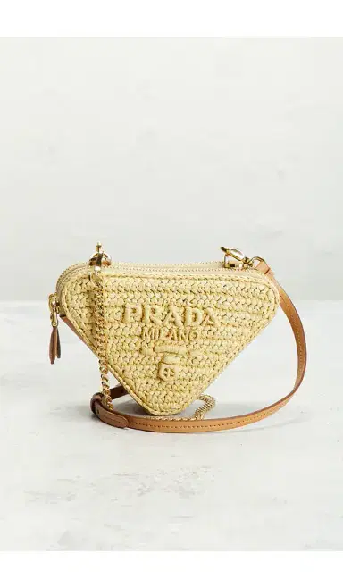 Prada Raffia Mini Triangle Shoulder Bag | Thumbnail 2 Prada Raffia Mini Triangle Shoulder Bag | Thumbnail 2
