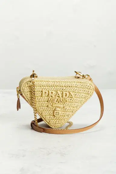 Prada Raffia Mini Triangle Shoulder Bag | Thumbnail 4 Prada Raffia Mini Triangle Shoulder Bag | Thumbnail 4