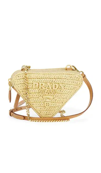Prada Raffia Mini Triangle Shoulder Bag | Thumbnail 1 Prada Raffia Mini Triangle Shoulder Bag | Thumbnail 1