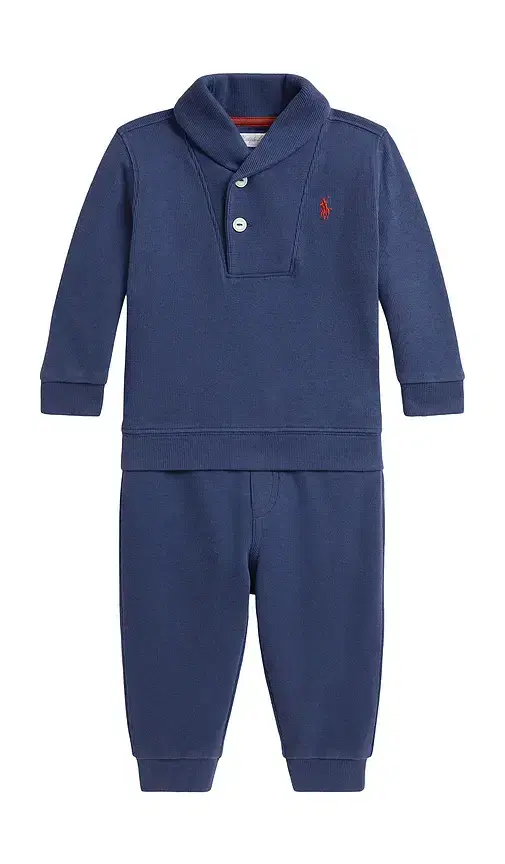 Baby Two Piece Set Long Sleeve Estate Rib Knit Funnel Neck Sweatshirt With Jogger
