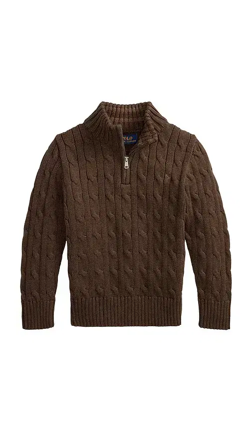 Polo Ralph Lauren Kids Long Sleeve Cotton Cable Knit Half Zip Sweater