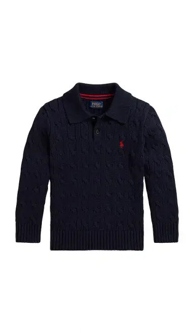 Polo Ralph Lauren Kids Long Sleeve Cotton Cable Polo Crewneck Sweater | Thumbnail 1