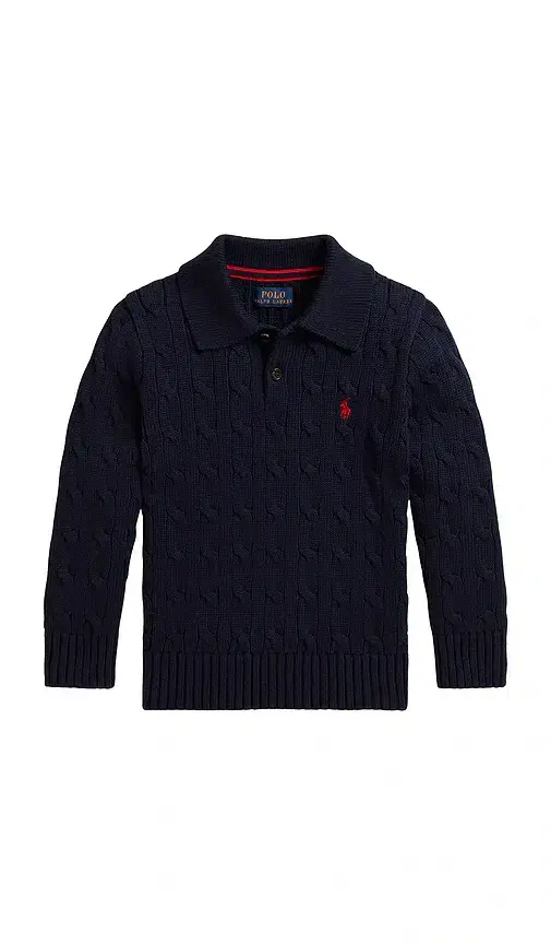 Polo Ralph Lauren Kids Long Sleeve Cotton Cable Polo Crewneck Sweater