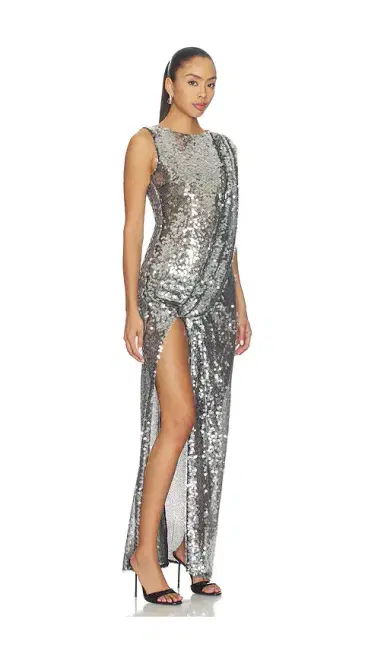 Lapointe Mesh Sequin Sleeveless Gown With Sash | Thumbnail 2