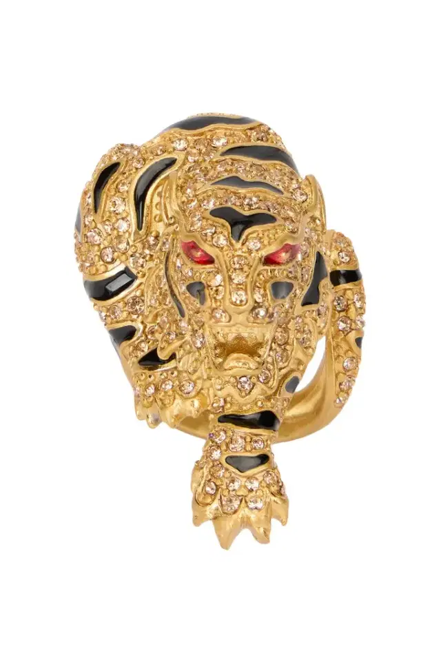 Gold Crystal-Embellished Roar Ring