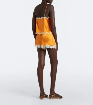 DÔEN Dôen Iona lace-trimmed silk satin shorts | Thumbnail 4