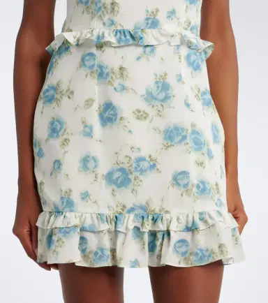 Alessandra Rich Ruffled floral silk crêpe de chine minidress | Thumbnail 2