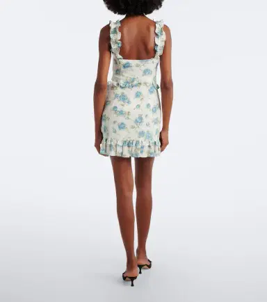 Alessandra Rich Ruffled floral silk crêpe de chine minidress | Thumbnail 3