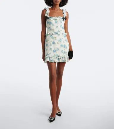 Alessandra Rich Ruffled floral silk crêpe de chine minidress | Thumbnail 4