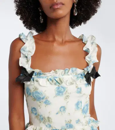 Alessandra Rich Ruffled floral silk crêpe de chine minidress | Thumbnail 5