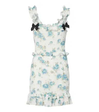 Alessandra Rich Ruffled floral silk crêpe de chine minidress | Thumbnail 1