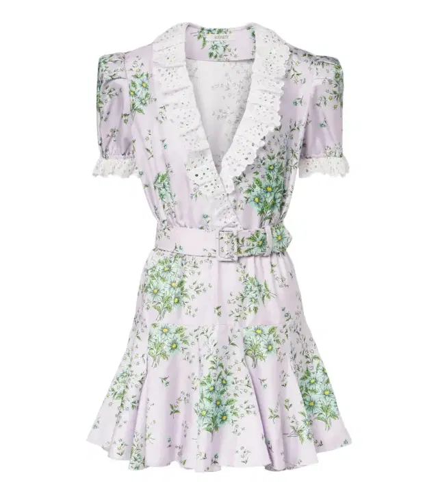 Rodarte Floral silk twill minidress