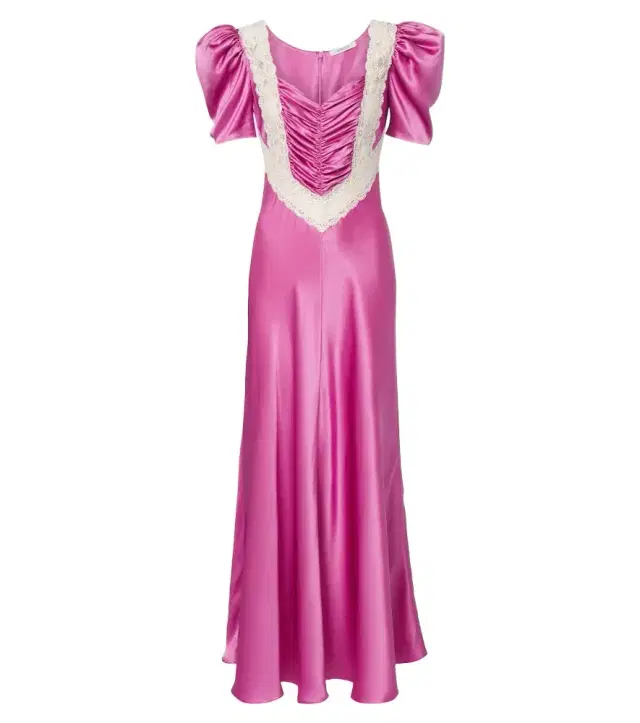 Rodarte Lace-trimmed silk maxi dress