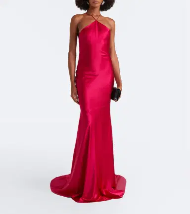 Alex Perry Halterneck silk satin gown | Thumbnail 4 Alex Perry Halterneck silk satin gown | Thumbnail 4
