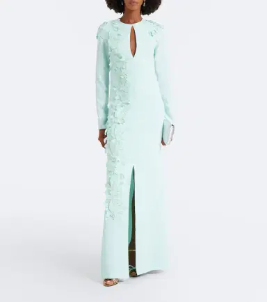 Costarellos Verana embellished floral-appliqué crêpe gown | Thumbnail 5