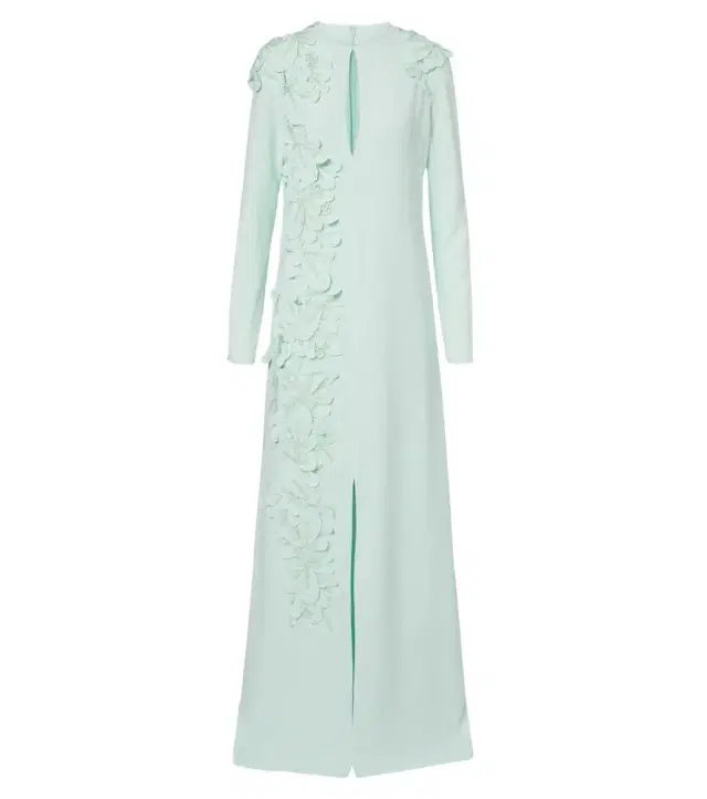 Costarellos Verana embellished floral-appliqué crêpe gown
