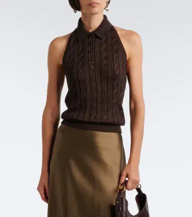 Ralph Lauren Collection Cable-knit silk halterneck top | Thumbnail 3
