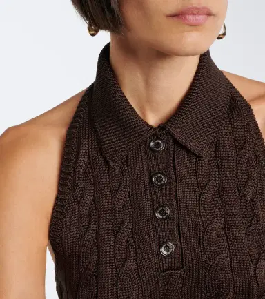 Ralph Lauren Collection Cable-knit silk halterneck top | Thumbnail 5