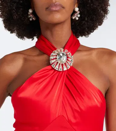 David Koma Embellished halterneck satin-trimmed gown | Thumbnail 4 David Koma Embellished halterneck satin-trimmed gown | Thumbnail 4